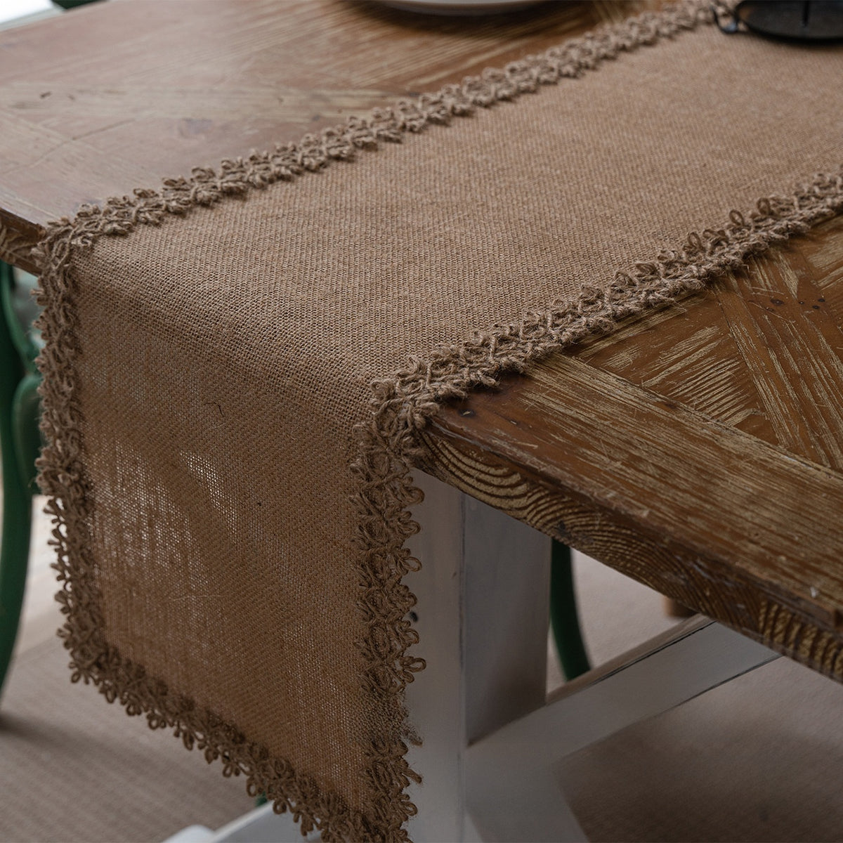 Rustic Jute Table Runner| Natural Rope-Trim Dining Table Decor