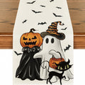 Halloween Pumpkin & Ghost Linen Table Runner