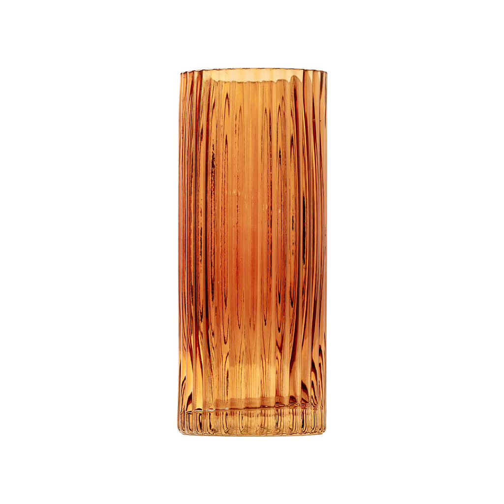 Amber Striped Glass Vase | Modern Decorative Flower Vase