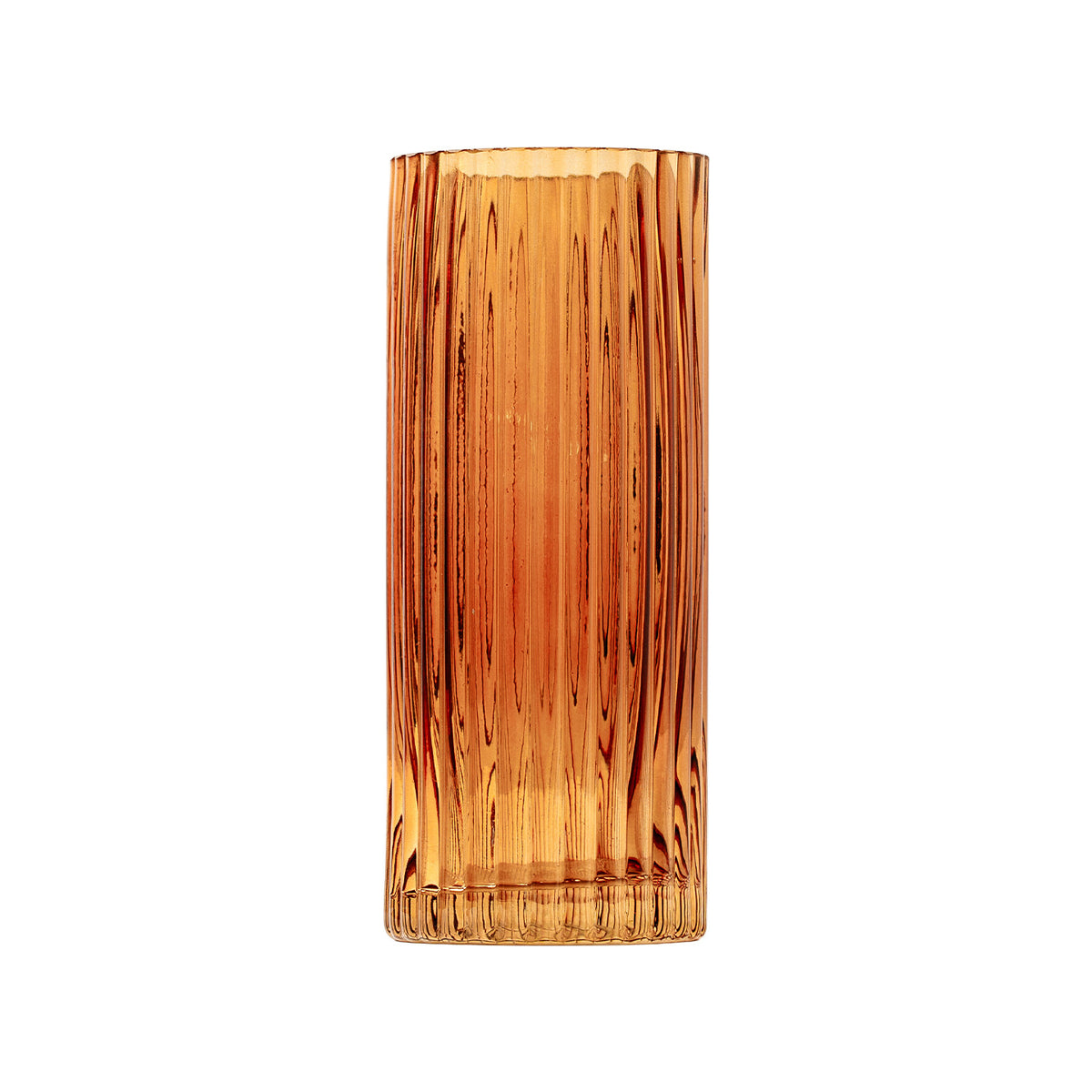 Amber Striped Glass Vase | Modern Decorative Flower Vase