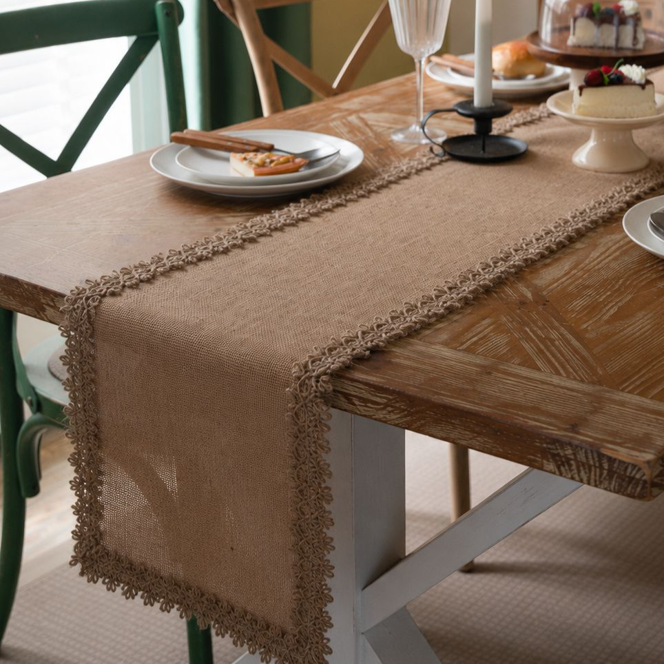 Rustic Jute Table Runner| Natural Rope-Trim Dining Table Decor