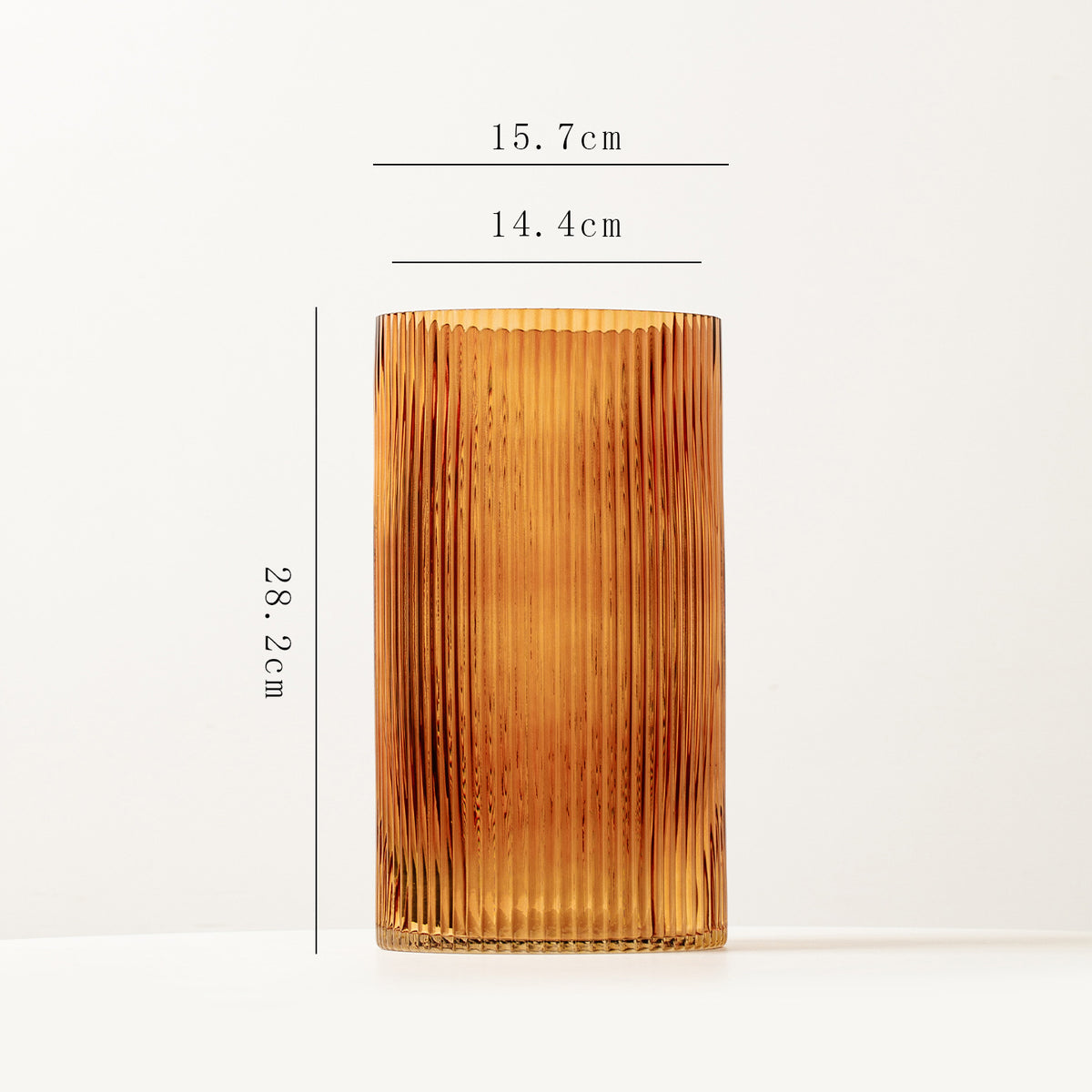 Amber Striped Glass Vase | Modern Decorative Flower Vase