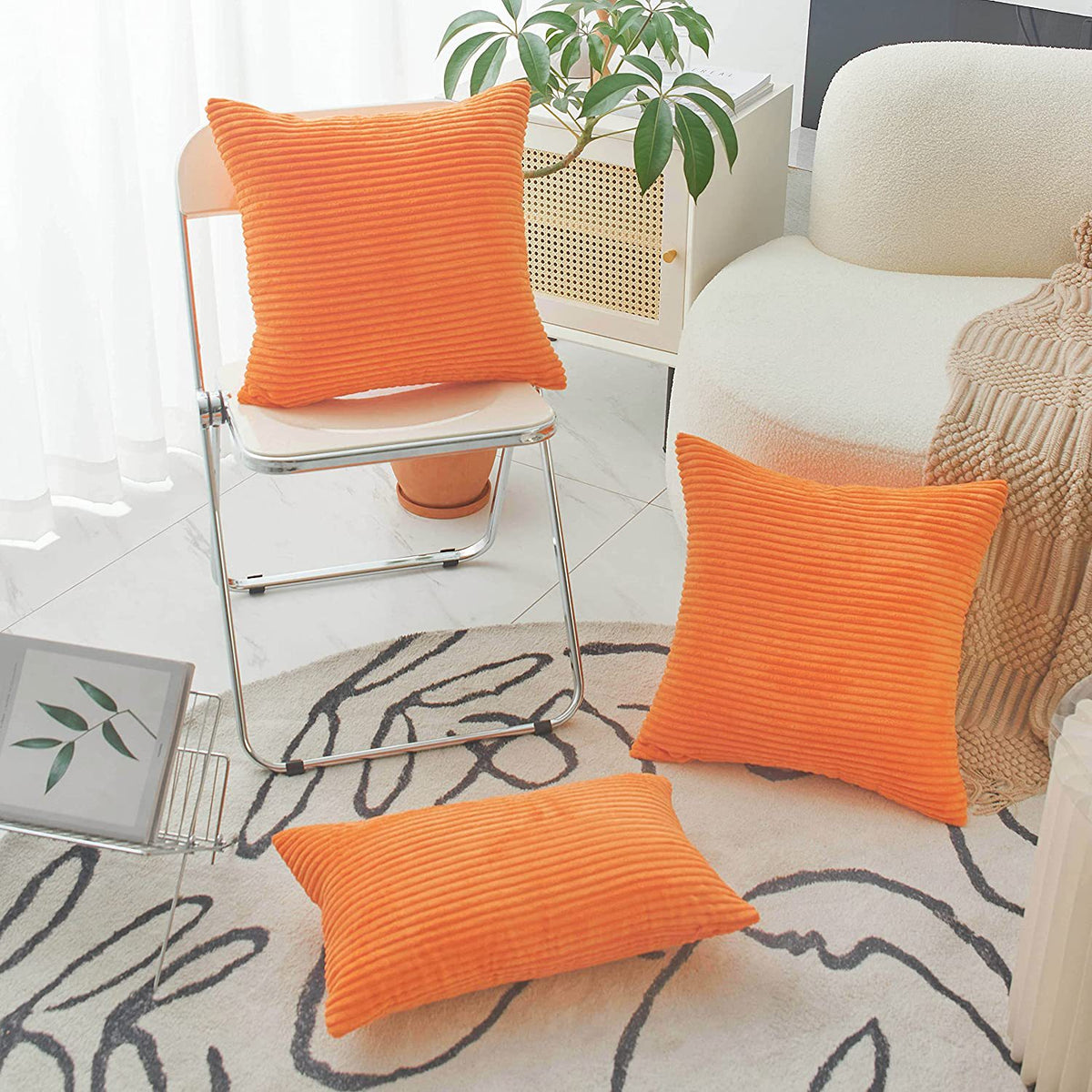 Soft Corduroy Decorative Throw Pillow| Modern Accent Cushion