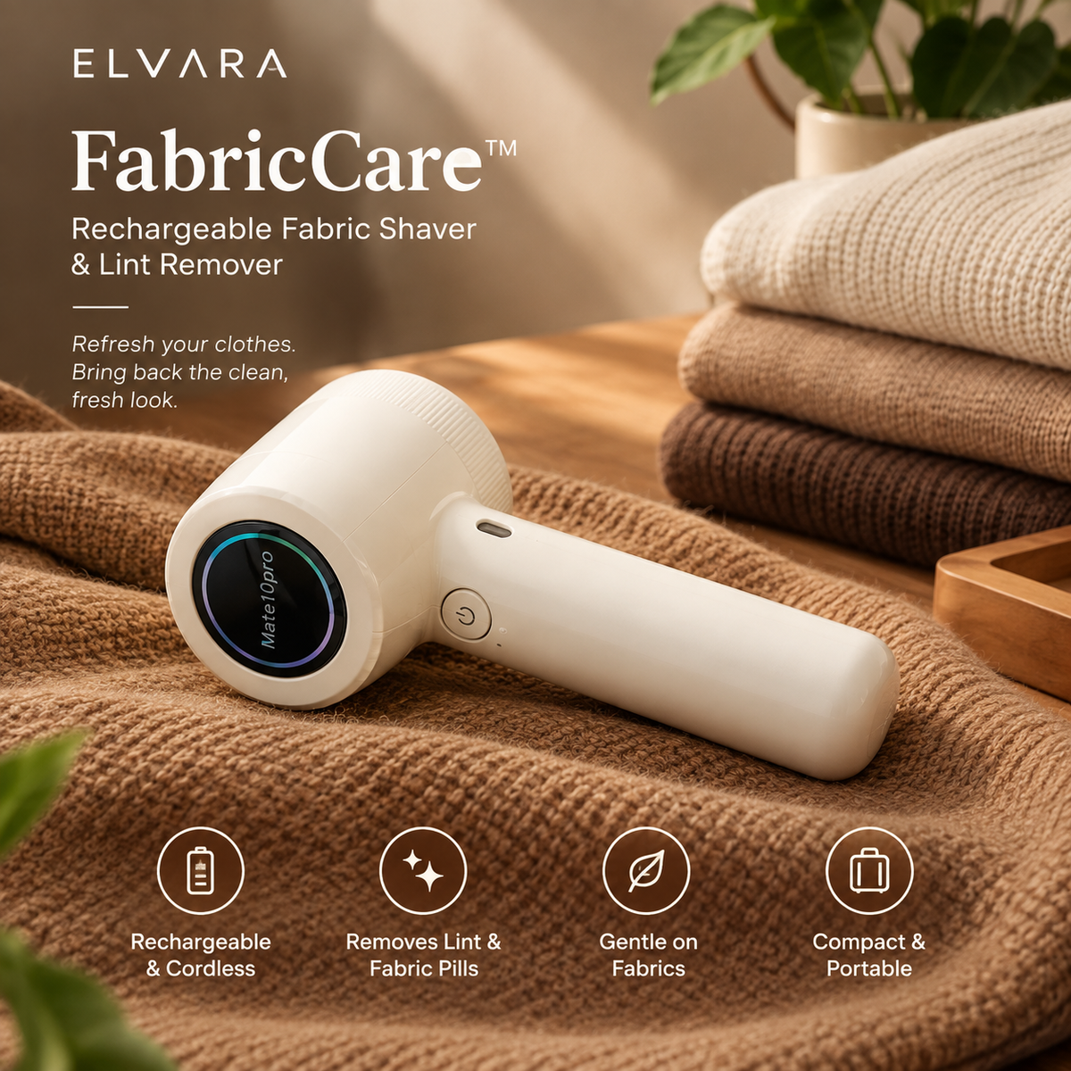 ELVARA FabricCare| Rechargeable Fabric Shaver & Lint Remover