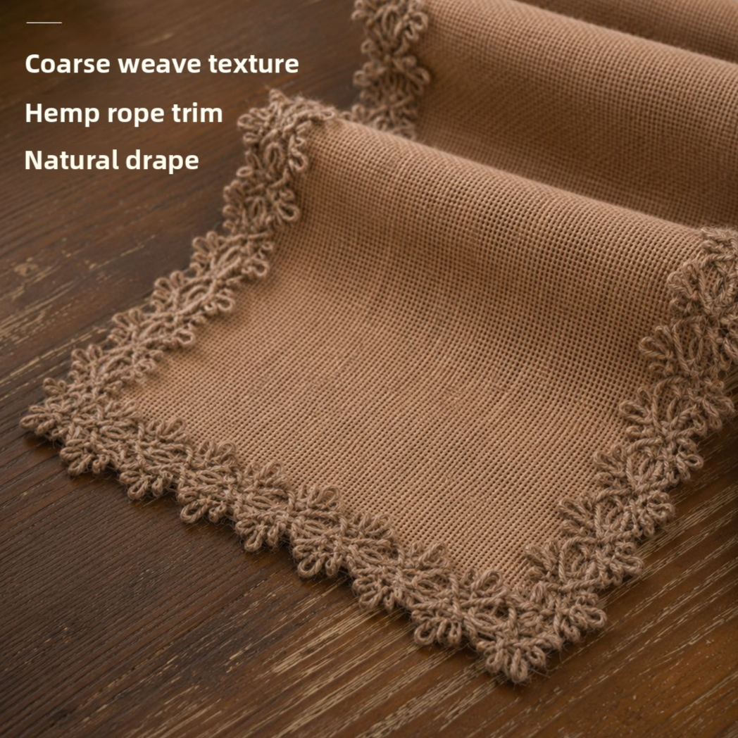 Rustic Jute Table Runner| Natural Rope-Trim Dining Table Decor