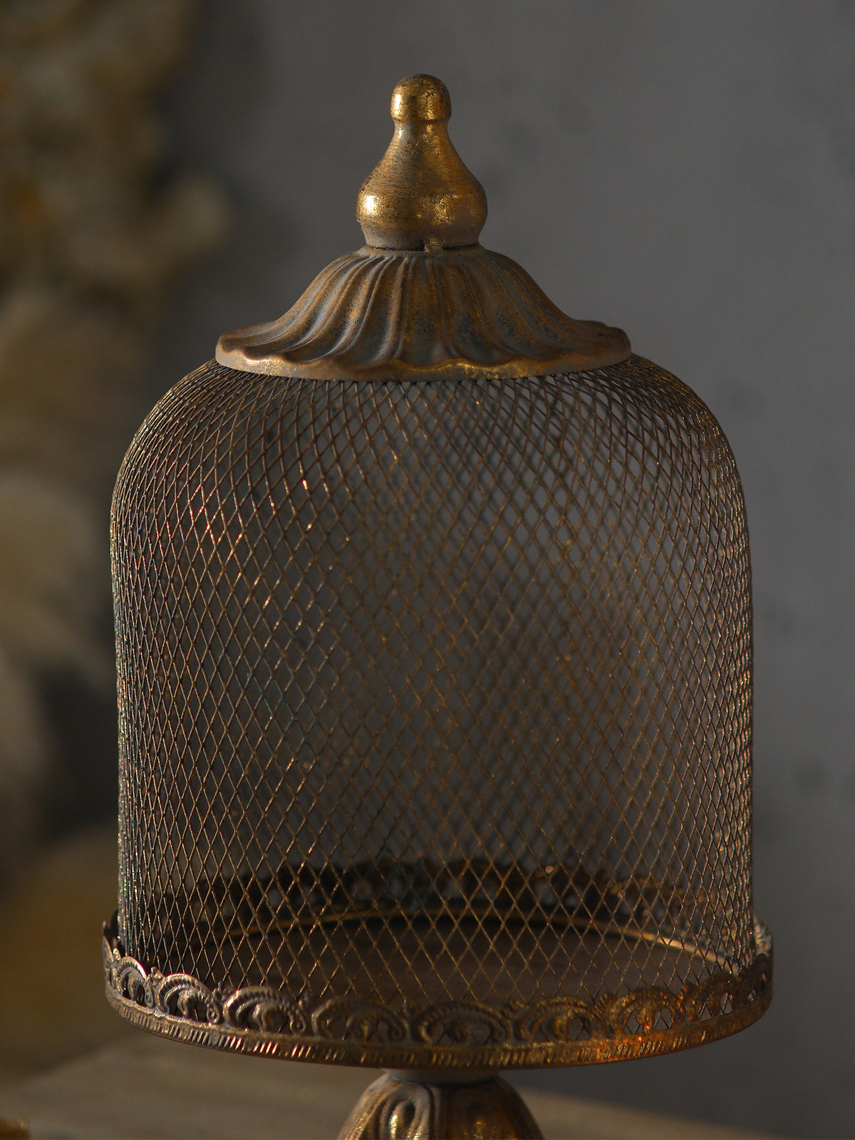 Vintage Wrought Iron Candle Cage Lantern| Rustic Antique Home Decor